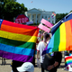 LGBT members and their supporters take part in the Equality March for Unity & Pride parade outside of the White House in Washington DC on June 11, 2017.